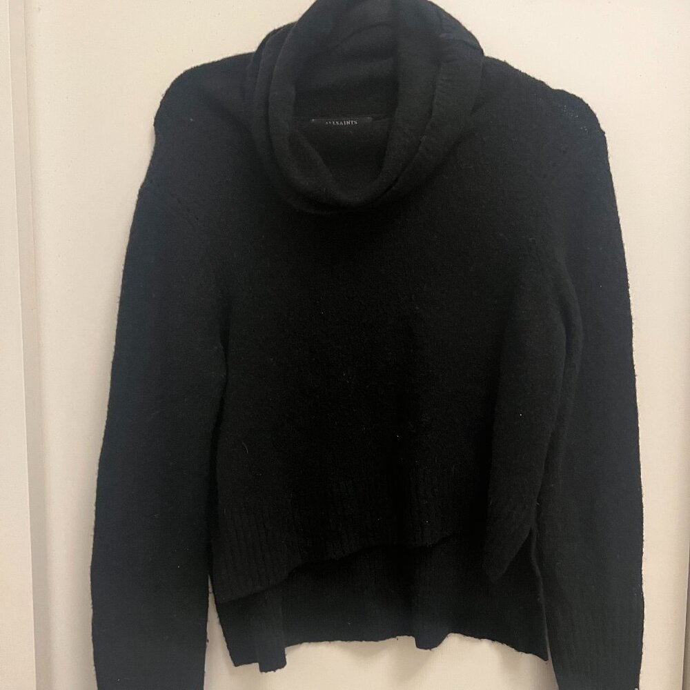 All Saints Cropped Black Turtleneck Sweater - Size Small - Picture 2 of 4